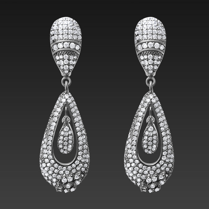 Affluent & Sparkling White Dangling Earring