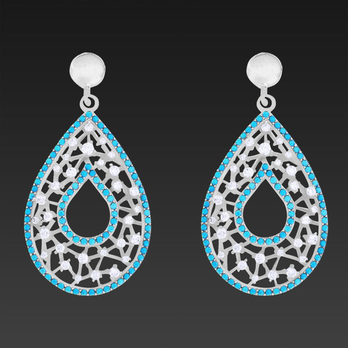 Affluent & Sparkling White Dangling Earring