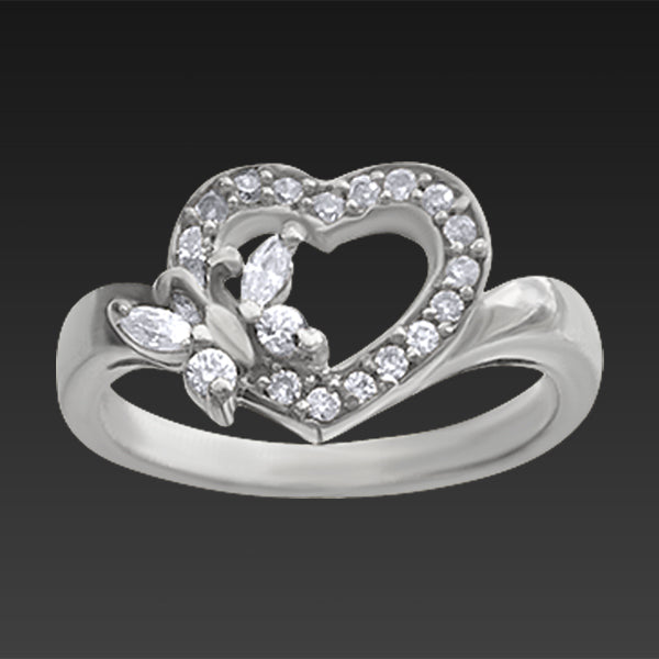 Elegant Sparkling White Amore  Style Ring