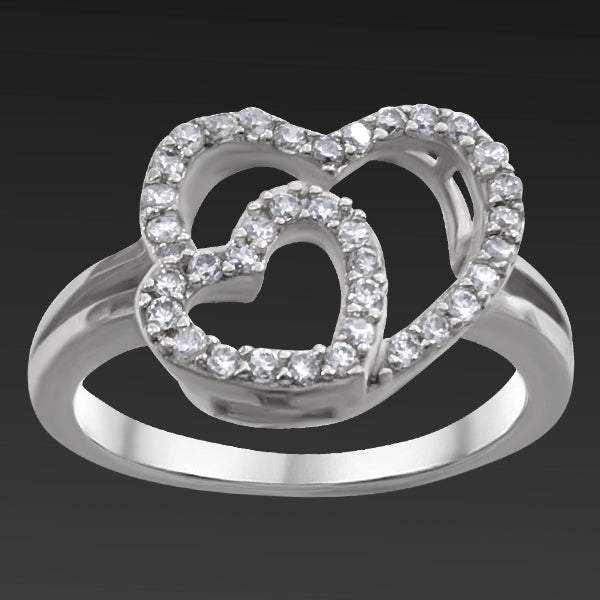 Elegant Sparkling White Amore Style Ring